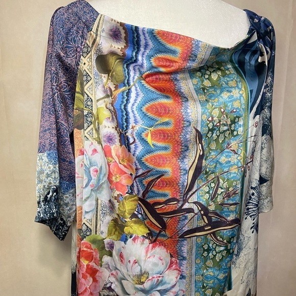 Chico's women's 2 (Large) botanical feminine off the shoulder top 3/4 sleeve EUC - Picture 7 of 10